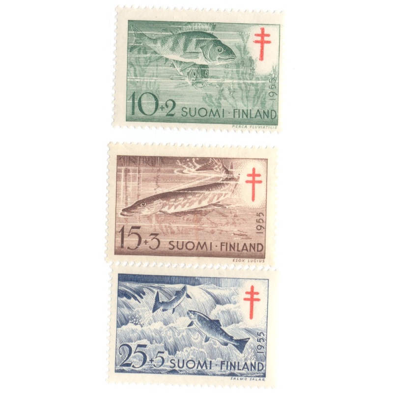 Finland Sc B129-B131 1955 Anti TB, Fish, stamp set mint NH