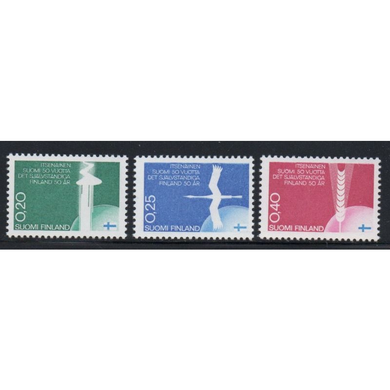 Finland Sc 450-452 1967 50th Anniversary Independence stamp set mint NH