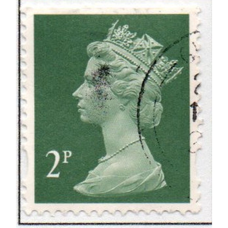 Great Britain Sc MH201 1993 2p dark green QE II Machin Head stamp used