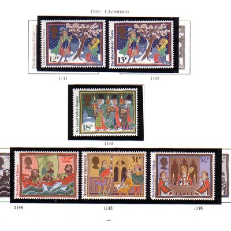 Great Britain Sc1 1162-1167 1986 Christmas  stamp set mint NH