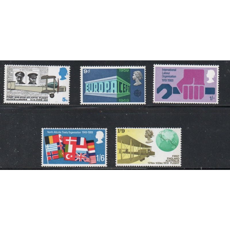 Great Britain Sc 584-588 1969 Anniversaries stamp set mint NH