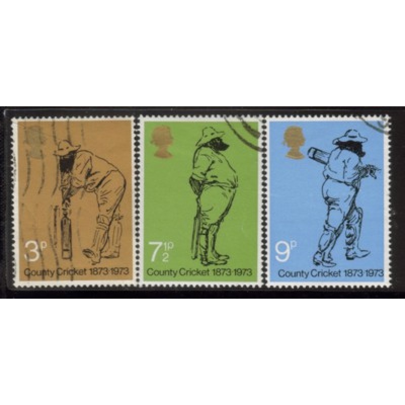 Great Britain Sc 694-696 1973 Cricket stamp set used