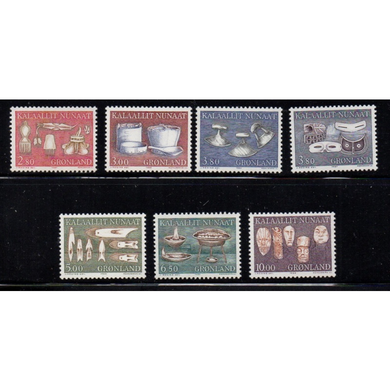 Greenland Sc 165-172 1986-1988 Artifacts stamp set mint NH