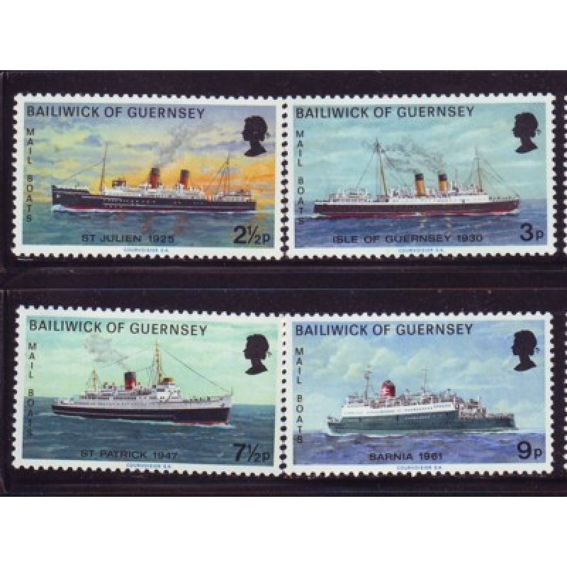 Guernsey Sc 77-80 1973 Mail Boats stamp set mint NH