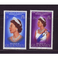 Guernsey Sc 145-146 1977 25th Anniversary Reign of QE II stamp set mint NH