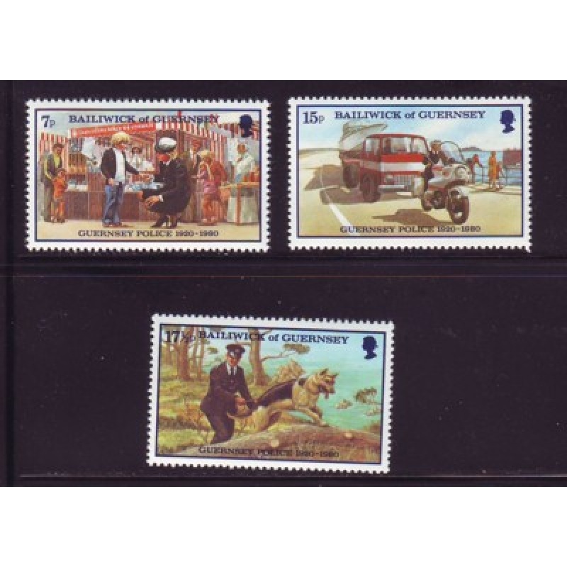 Guernsey Sc  204-206 1980 Police Force stamp set mint NH