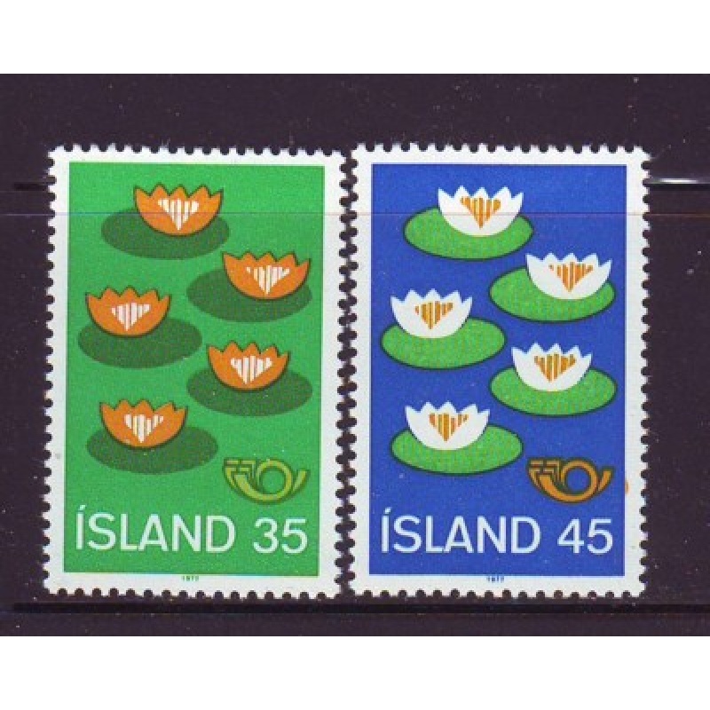 Iceland Sc 496-497 1977 Nordic Coop Water Lilies stamp set mint NH