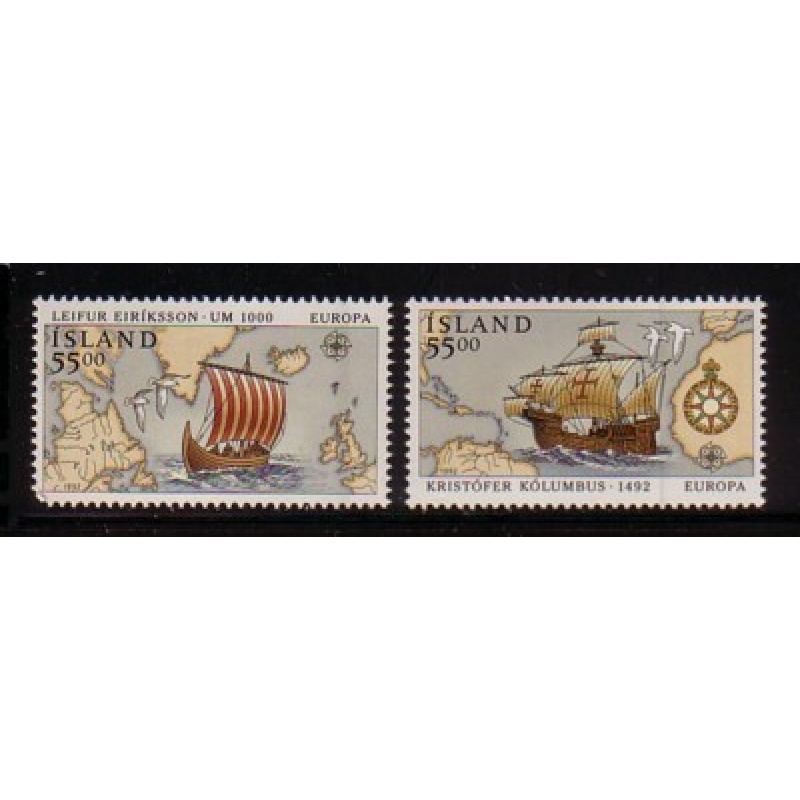 Iceland Sc 749-750 1992 Europa, Eriksson & Columbus, stamp set mint NH