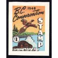 BCD3b, BC Ducks, 1948, $1, Imperf single, large margins, XF, NH, Canada