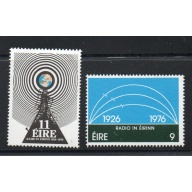 Ireland Sc 406-407 1976 Radio Broadcasting Anniversary stamp set mint NH