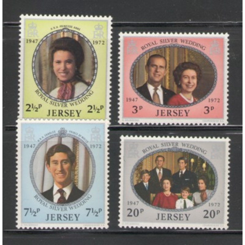 Jersey Sc 73-6 1972 25th Wedding Anniversary QE II stamp set mint NH