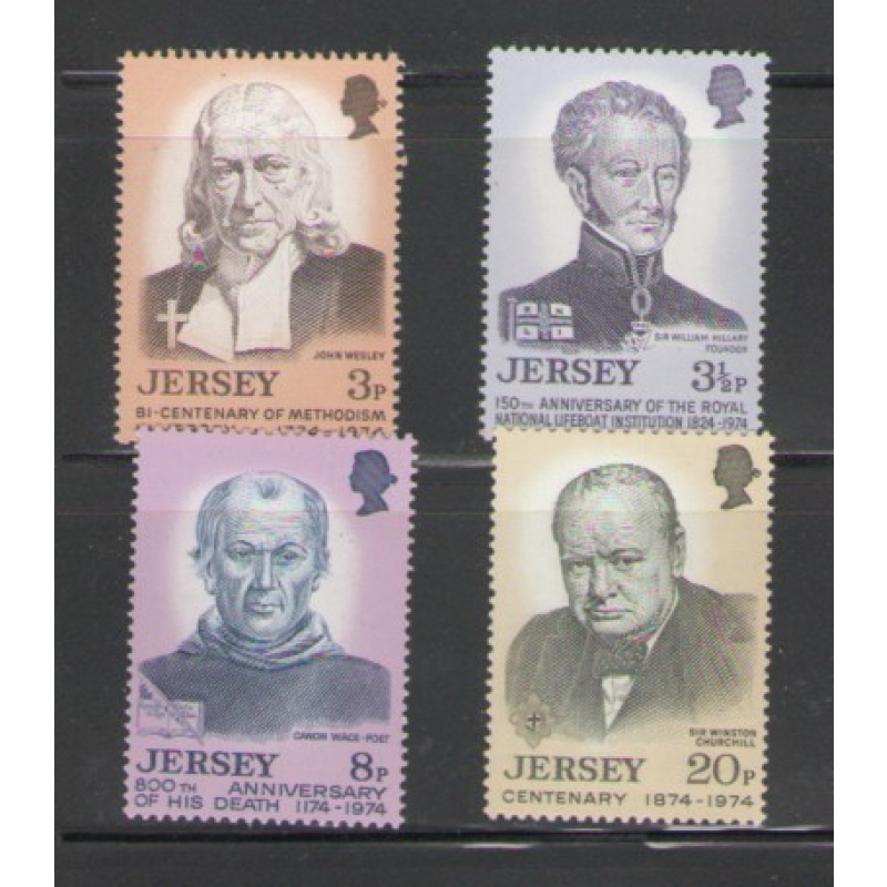 Jersey Sc 103-06 1974 Famous Men stamp set mint NH