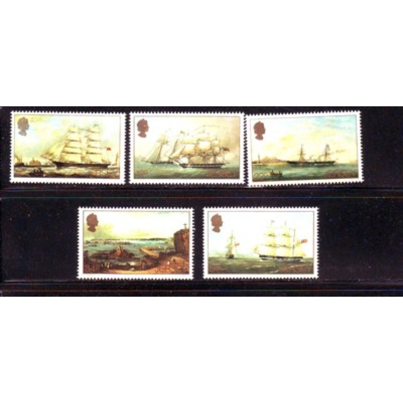 Jersey Sc  348-352 1985 Ship Paintings by Ouless stamp set mint NH