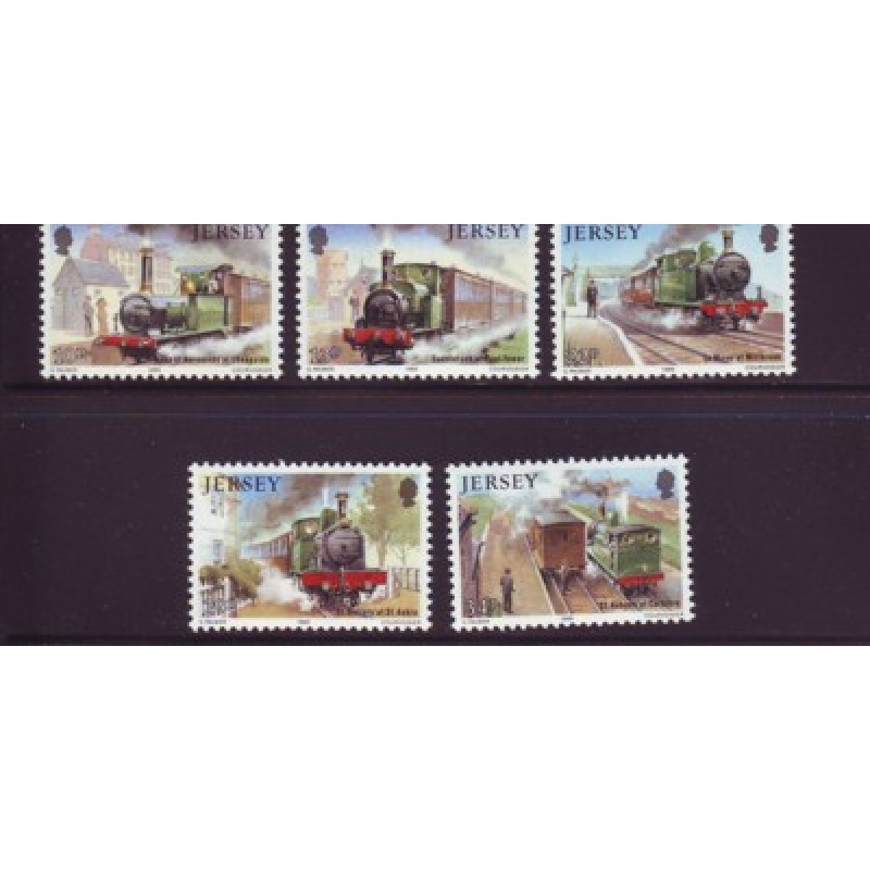 Jersey Sc  361-365 1985 Railway History stamp set mint NH