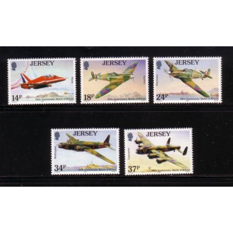 Jersey Sc  544-548 1990 Battle of Britain Anniversary stamp set mint NH