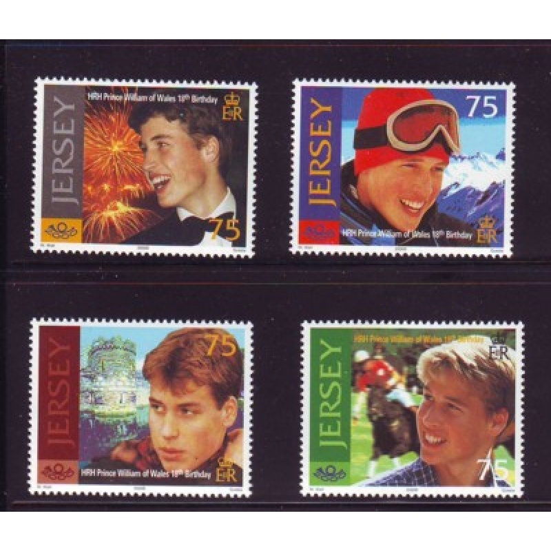 Jersey Sc 958-61  2000 18th Birthday Prince William stamp set mint NH