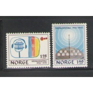 Norway Sc 663-664 1975 Broadcasting Anniversary stamp set mint  NH