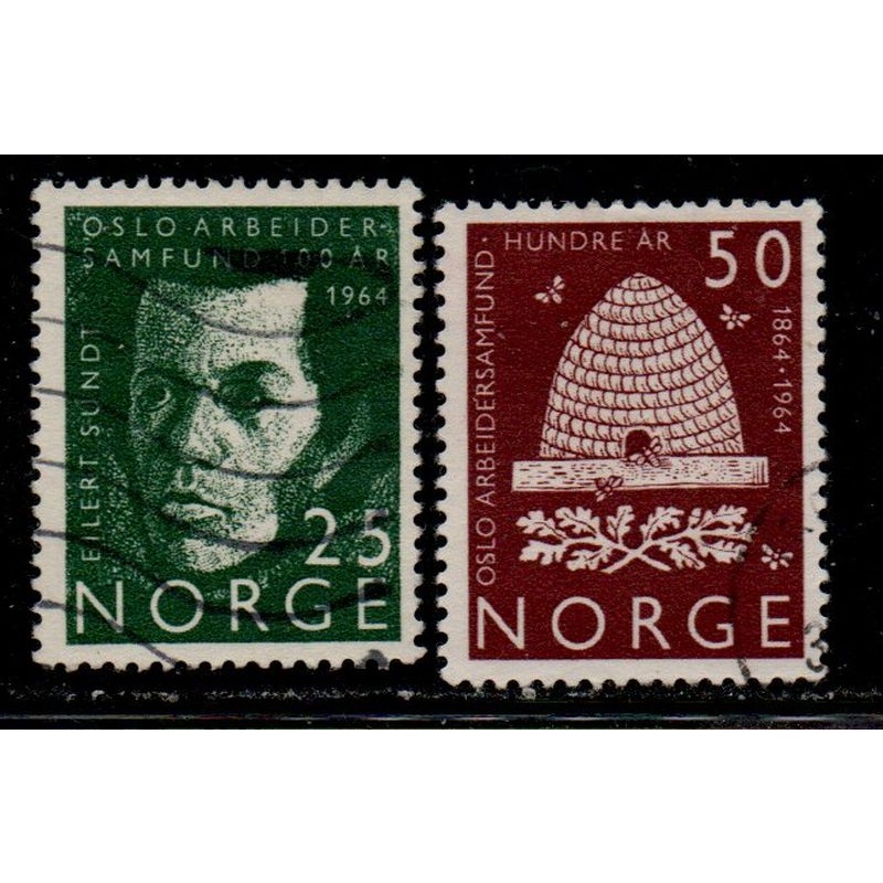 Norway Sc 450-451 1964 Oslo Workers Society stamp set used