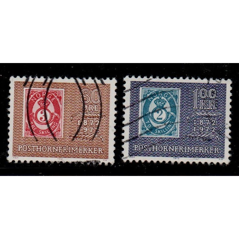 Norway Sc 584-585 1972 Post Horn Stamps 100th Anniversary stamp set used