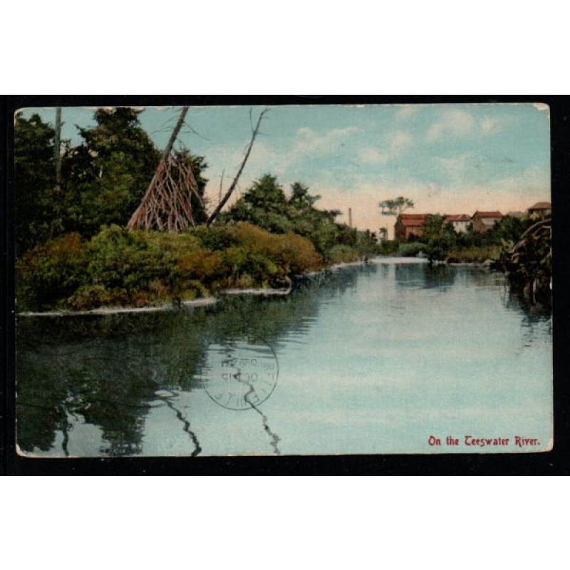 Colour Pc Teeswater River, Ont., used 1910 Teeswater to Belleville Ontario