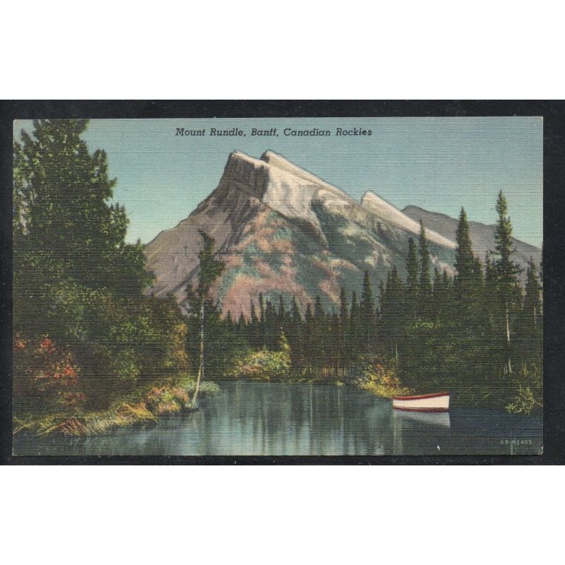 Linen era Colour PC Mount Rundle, Banff, Canadian Rockies unused