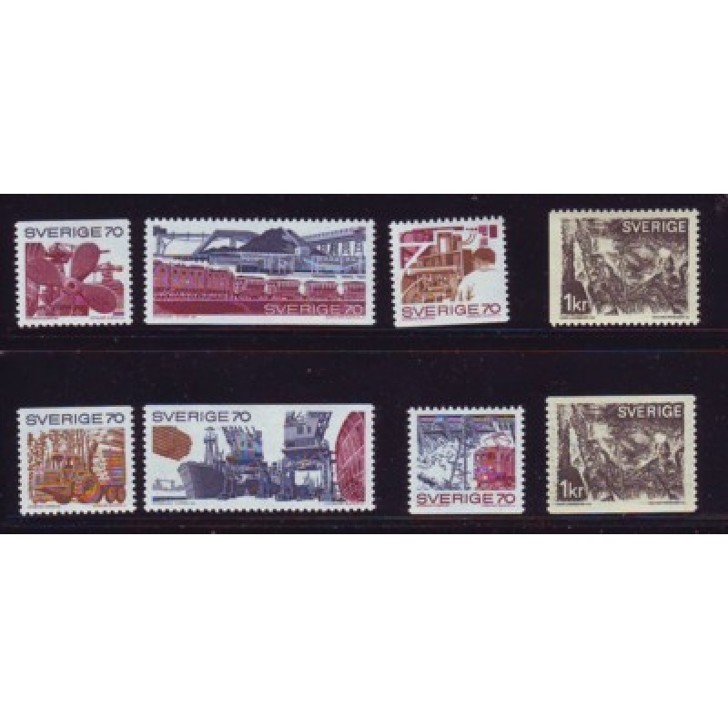 Sweden Sc 861-868 1970 Heavy Industry stamp set mint NH