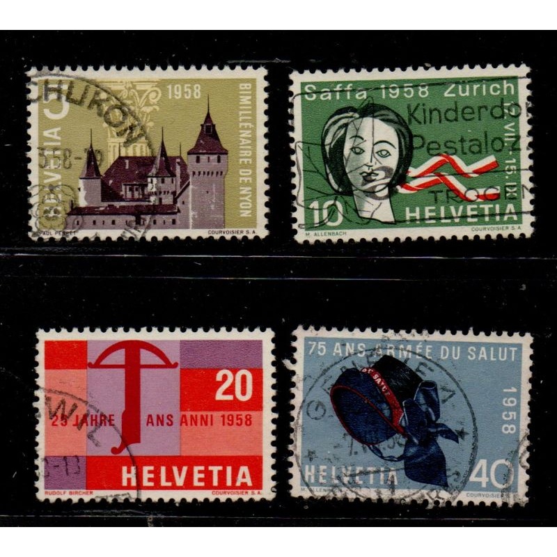 Switzerland Sc 365-368 1958 Various Anniversaries stamp set used