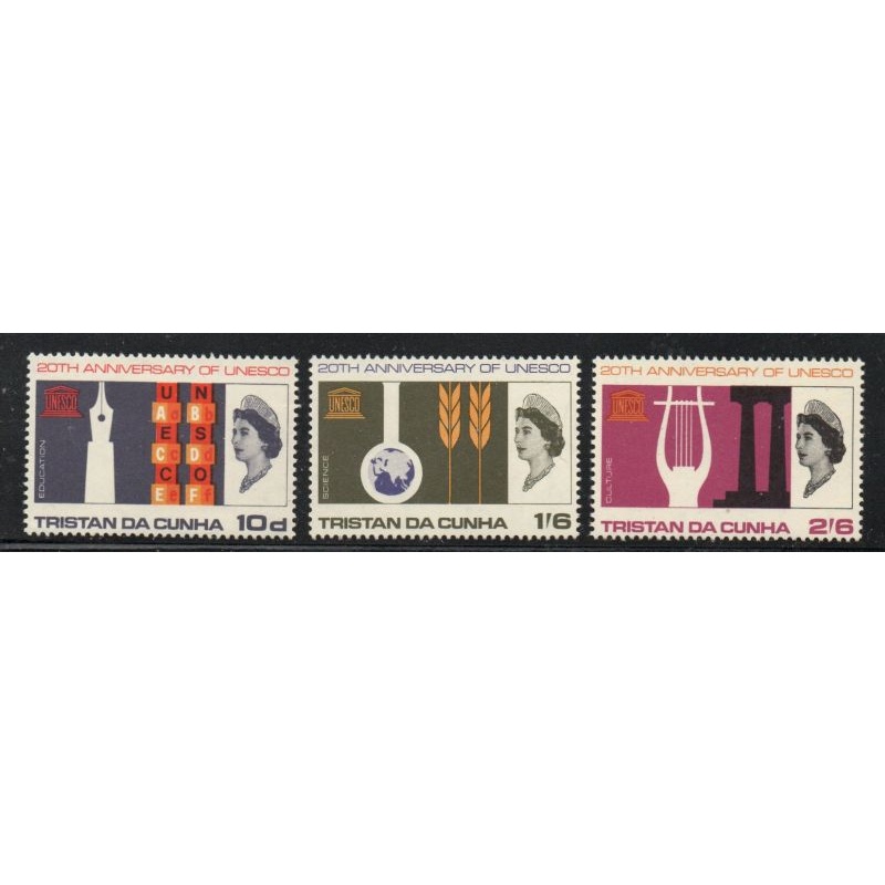 Tristan da Cunha Sc 101-103 1966 UNESCO Anniversary stamp set mint