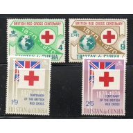 Tristan da Cunha Sc 133-13601970 100th Anniversary British Red Cross stamp set mint NH