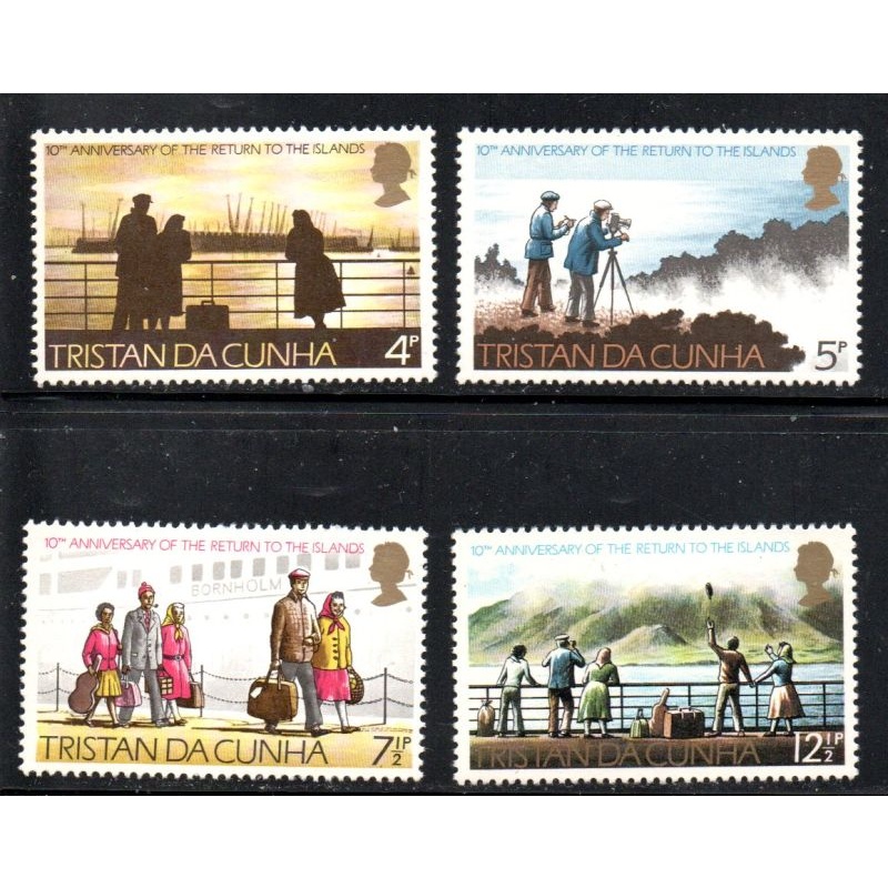 Tristan da Cunha Sc 185-188 10th Anniversary Return of Isanders stamp set mint NH