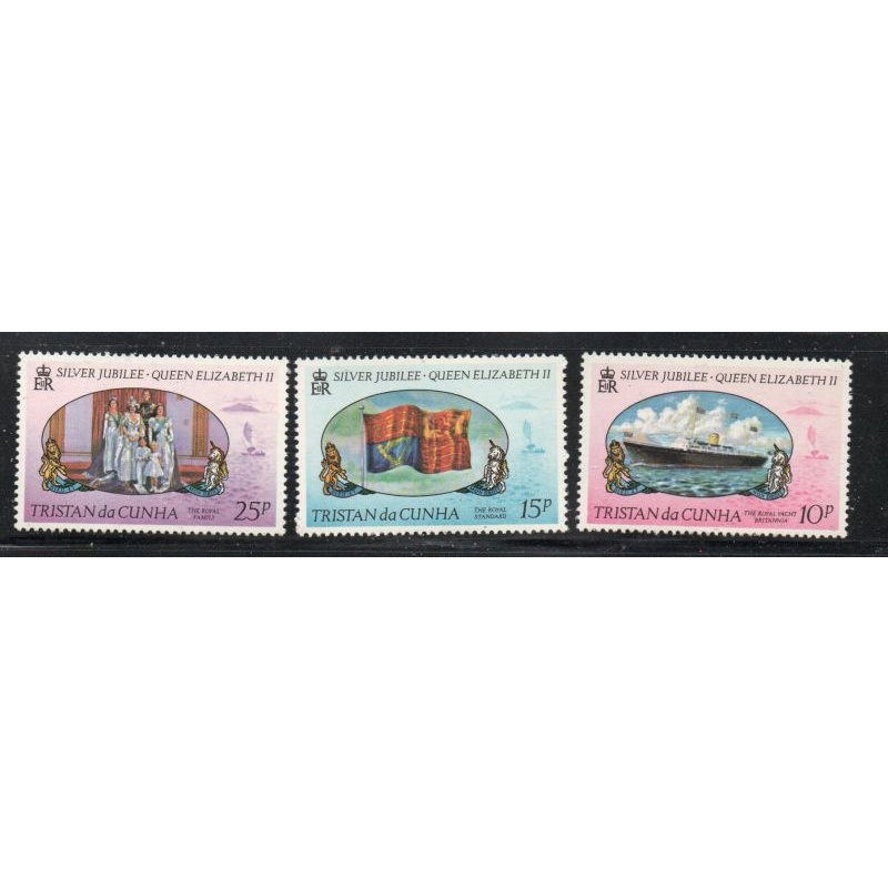 Tristan da Cunha Sc 213-215 1977 Silver Jubilee QE II stamp set mint NH