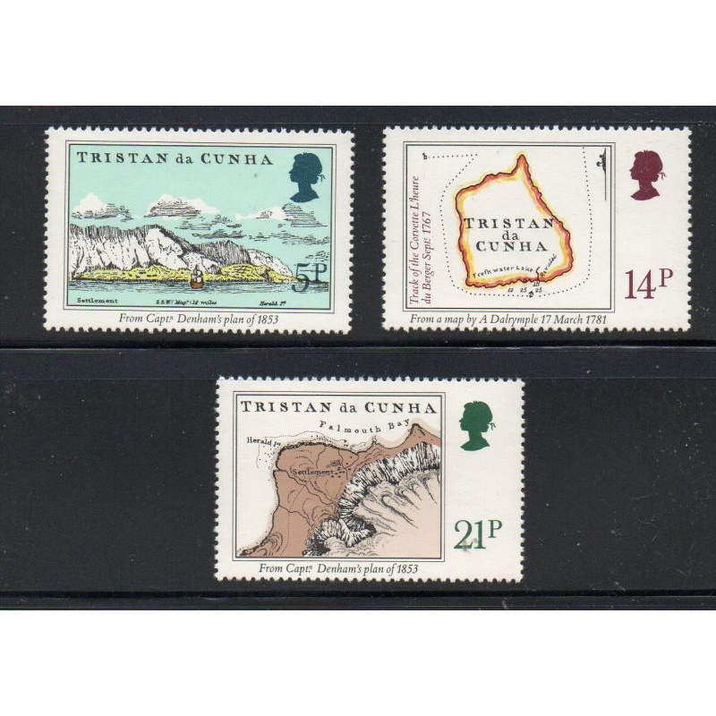 Tristan da Cunha Sc 290-292 1981 maps stamp set mint NH